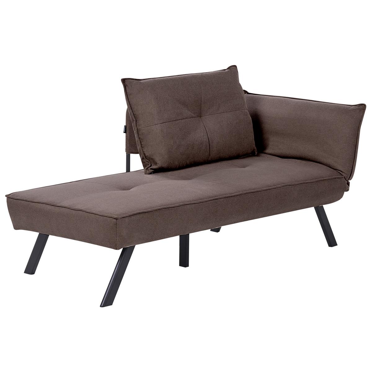CHAISELONGUE-RECHTSSEITIGE Stoff Braun Rocamadour - Schwarz/Braun, Textil (150/83/72cm) - Beliani