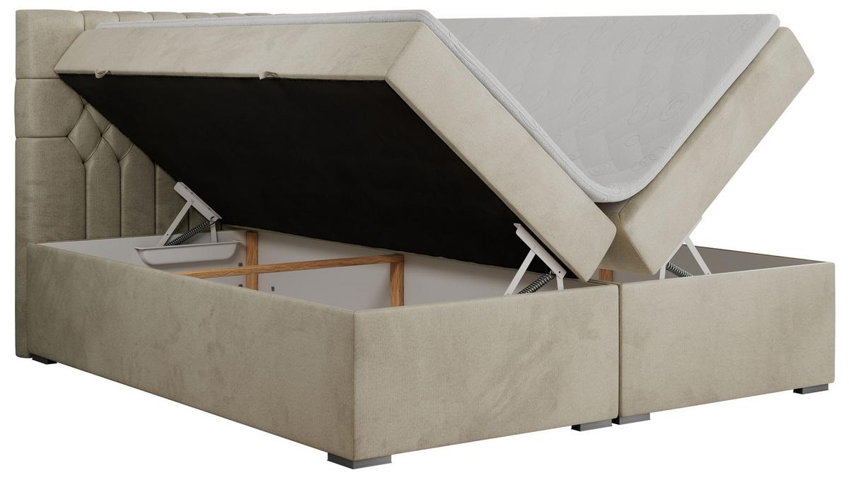 BOXBETT PERA 140/200 Beige Velvet - H3 - Beige, Holz/Textil (140/200cm) - MKS