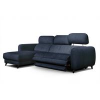 ECKSOFA SVEN 3-Sitzer, 1 Relax XL, verstellbare Kopfstützen, navy blue - Schwarz/Dunkelblau, Holzwerkstoff/Textil (256/163cm) - Wozimo