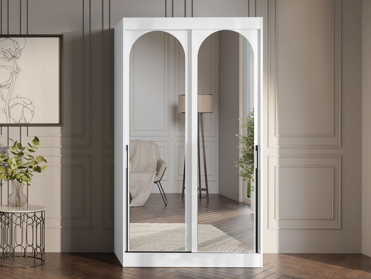 SCHIEBETÜRENSCHRANK Modin 120 - Schwarz/Weiß, Holzwerkstoff/Kunststoff (120/216/65cm) - MIRJAN24