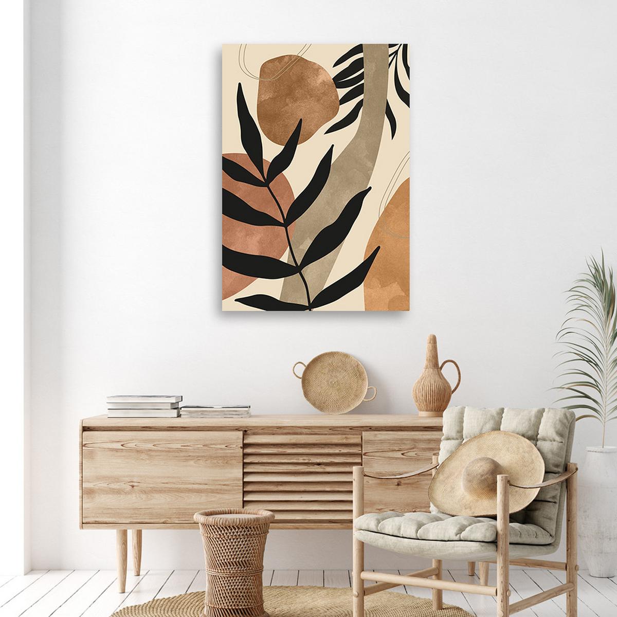 WANDBILD boho blätter und zweige - Beige, Textil (40/60cm) - Feeby