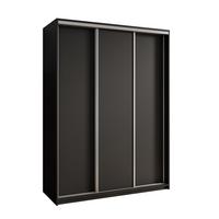 SCHWEBETÜRENSCHRANK NISSE 150/205/60 cm 3-türig Schwarz - Schwarz, Holzwerkstoff (150/205/60cm) - MASSENO