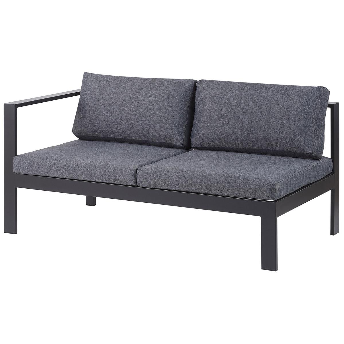 LOUNGE SET 5-Sitzer schwarz Auflagen grau Messina - Schwarz/Grau, Metall - Beliani