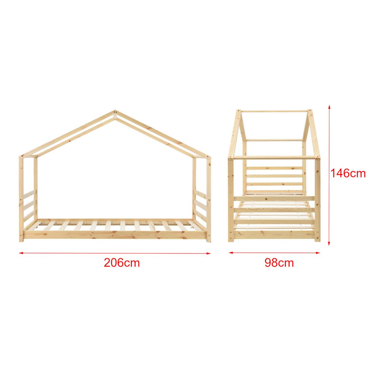 HAUSBETT Vardø - Naturfarben, Holz (90/200cm) - [en.casa]