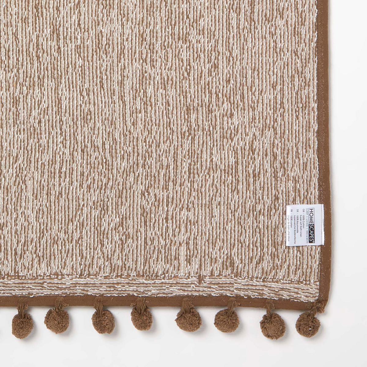 BADEMATTE Pompons 50/80 cm, Baumwolle - Braun, Textil (50/80cm) - Homescapes