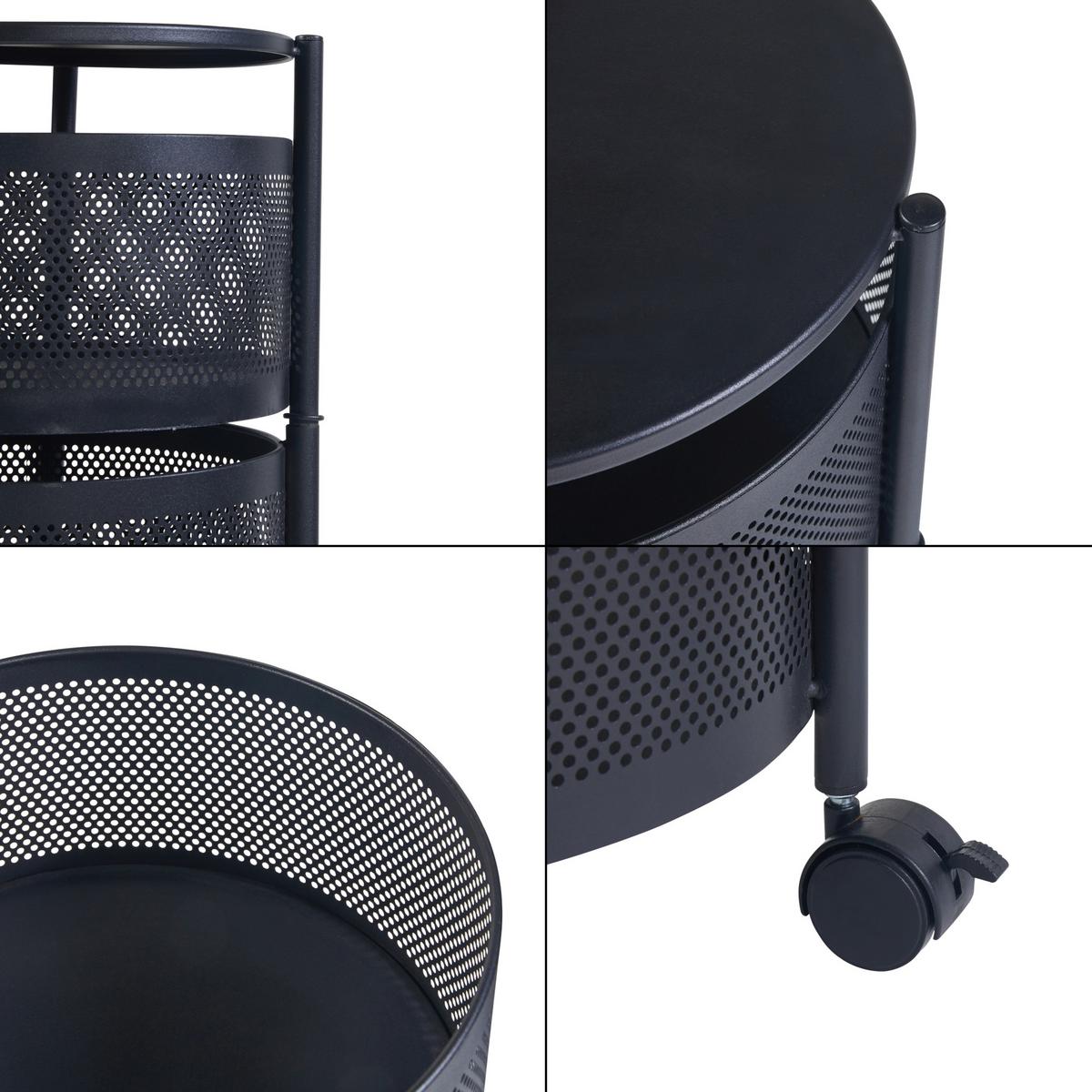 ROLLWAGEN Steigen - Schwarz, Metall (33/74.5/33cm) - [en.casa]