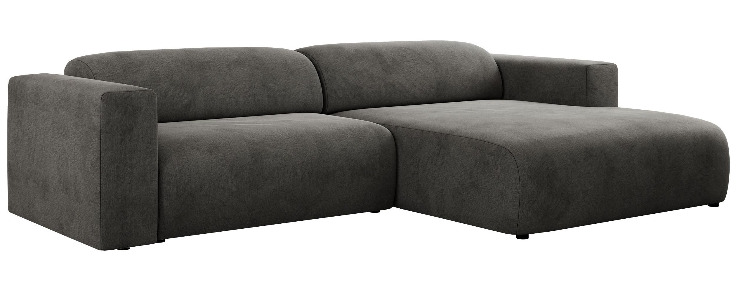OFERTA WYCOFANA ECKSOFA PASADENA Dunkelgrau Velvet Rechts Seite - Dunkelgrau/Schwarz, Kunststoff/Textil (288/180cm) - MKS
