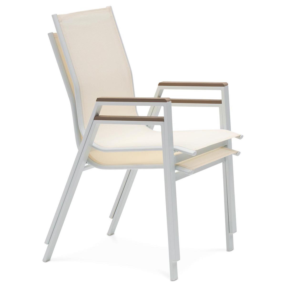 GARTENSTÜHLE MONDELLO 6er-Set beige, weiß - Beige, Textil (47/90/42cm) - IDIMEX