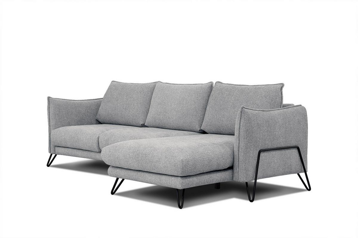 ECKSOFA HOSTEN 4-Sitzer, grau - Schwarz/Grau, Holzwerkstoff/Textil (269/158cm) - Wozimo