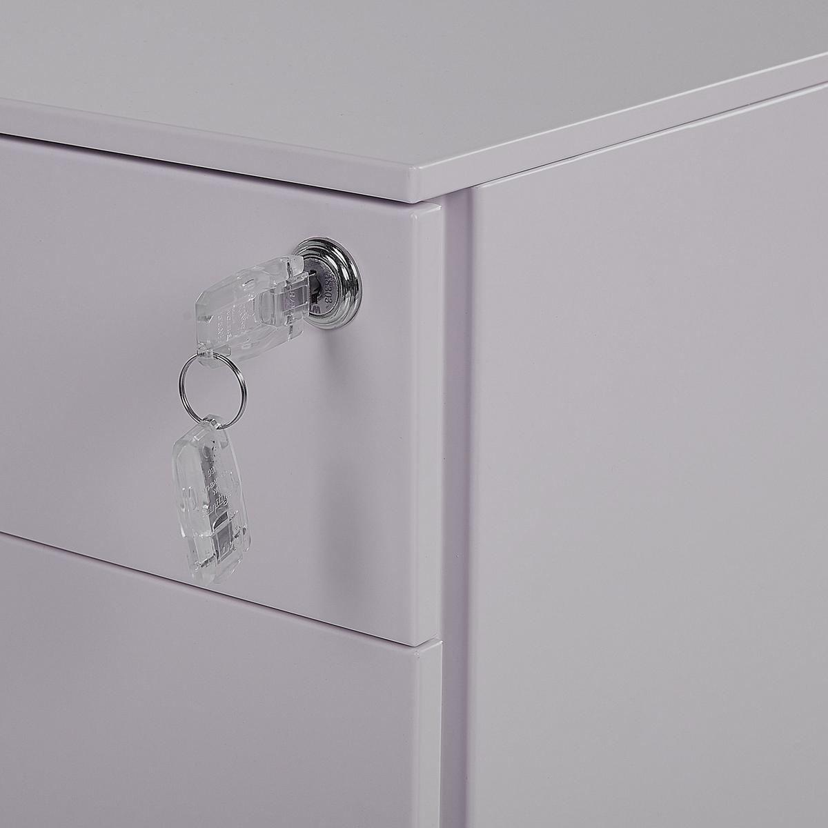 AKTENSCHRANK Metall grau 3 Schubladen mit Rollen Cami - Grau, Metall (39/60/50cm) - Beliani
