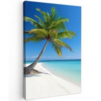 LEINWANDBILD Strand - Palme - Tropisch - Meer Deko Groß 90x140 cm - Grün, Textil (90/140cm) - MuchoWow