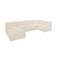 WOHNLANDSCHAFT Ottomane Links MOVO-L 345x180x78 cm Beige Cord - Beige, Holzwerkstoff/Kunststoff (345/78/180cm) - ALTDECOR