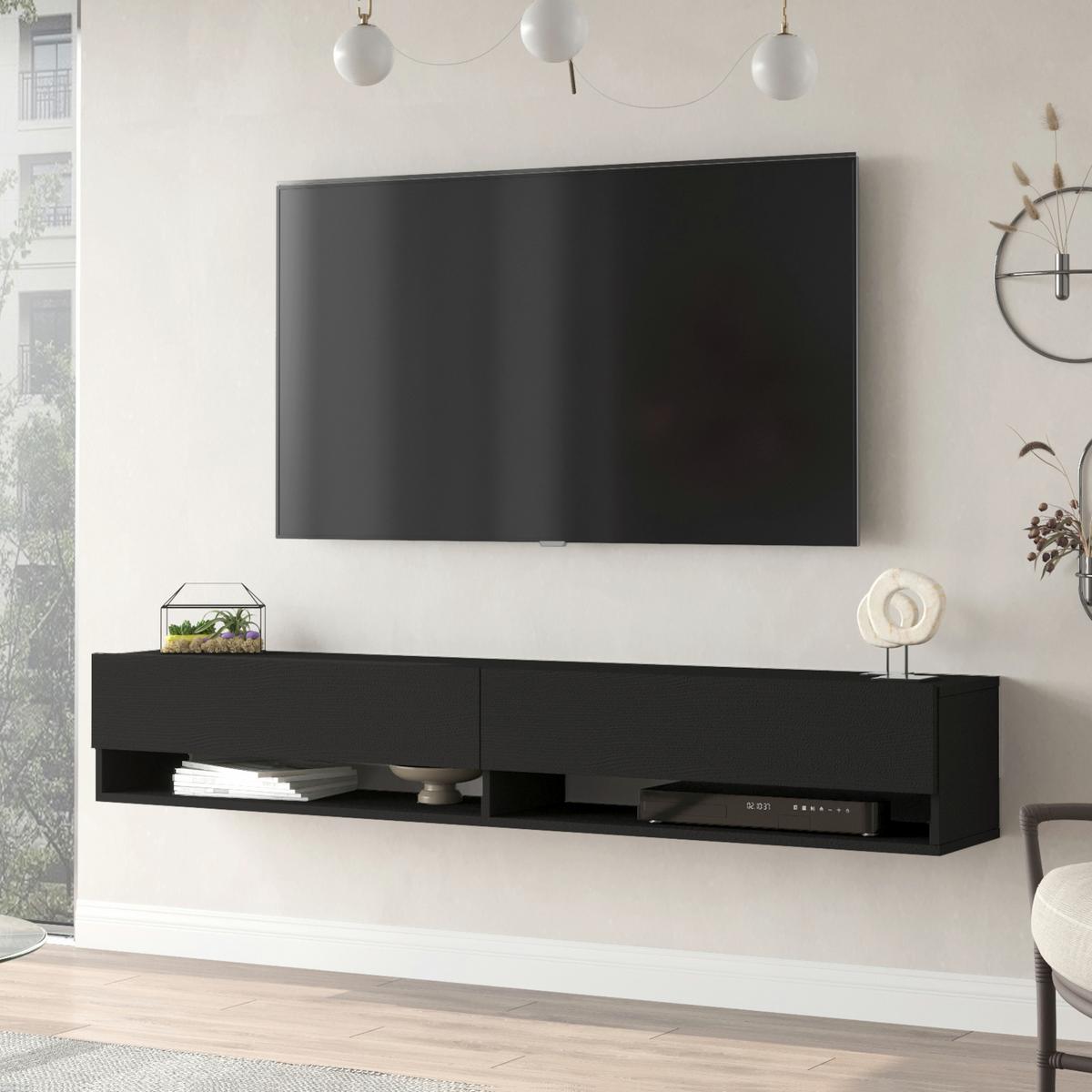 TV-ELEMENT Laitila - Schwarz, Holzwerkstoff (180/29.5/31.5cm) - [en.casa]