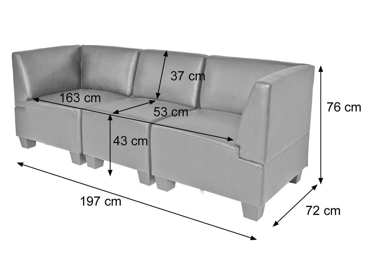 MODULAR 3-SITZER SOFA Rot - Rot, Textil (197/76/72cm) - MCW