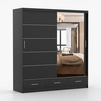 KLEIDERSCHRANK Florence 203 cm, 203/218/61, 2-türig, schwarz - Schwarz, Holzwerkstoff (203/218/61cm) - imoebel24