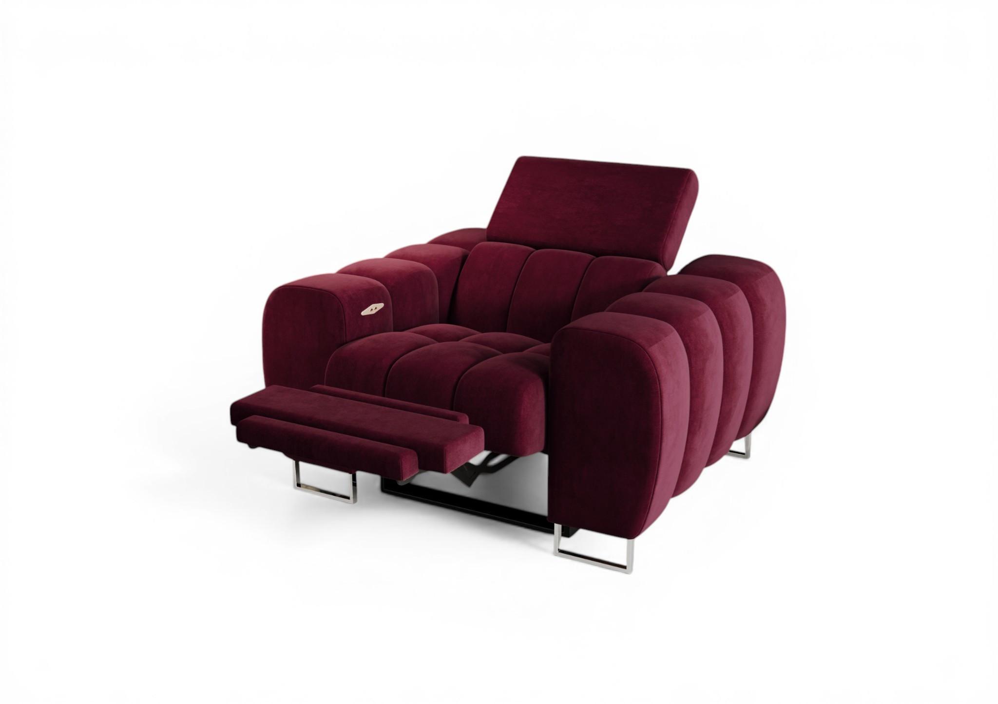SESSEL Bastien Relax In Stoff Terra - Rot, Holzwerkstoff/Textil (125/95/97cm) - Fun Möbel