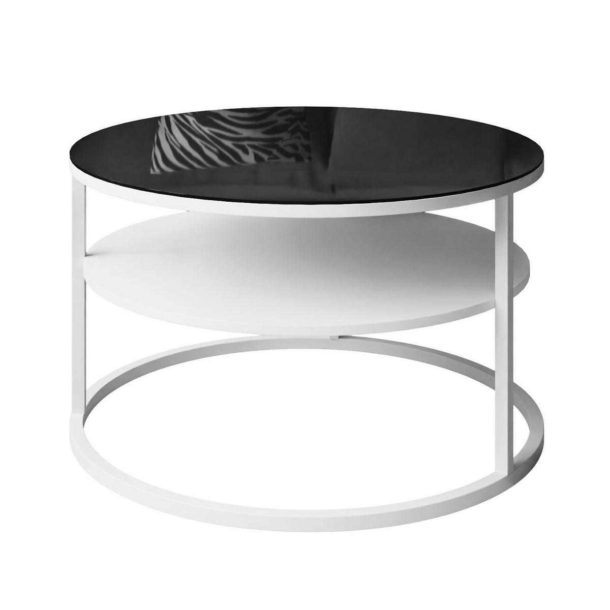 COUCHTISCH CIRI GLASS mit Regal - Schwarz/Weiß, Glas (70/70/47.4cm) - Lookway