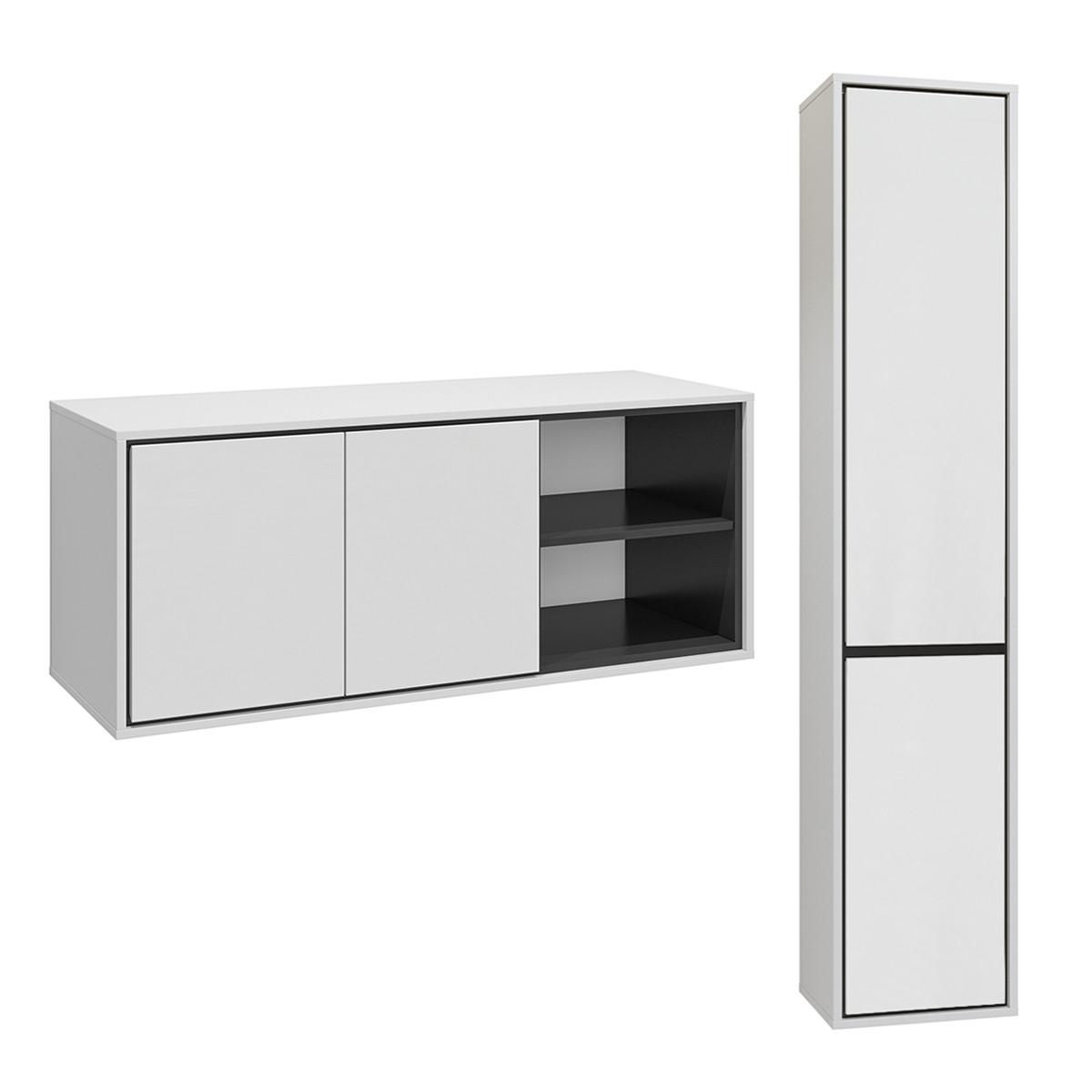 WASCHTISCHUNTERSCHRANK 120cm Sophéa 2er-Set Weiß - Weiß, Holzwerkstoff (120/50.8/48cm) - Petits-meubles