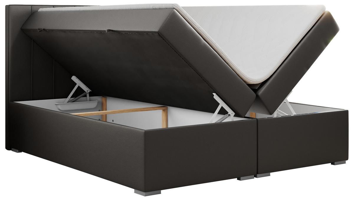 BOXBETT ALLY 160/200 Dunkelgrau Kunstleder - H3 - Dunkelgrau, Holz/Textil (160/200cm) - MKS