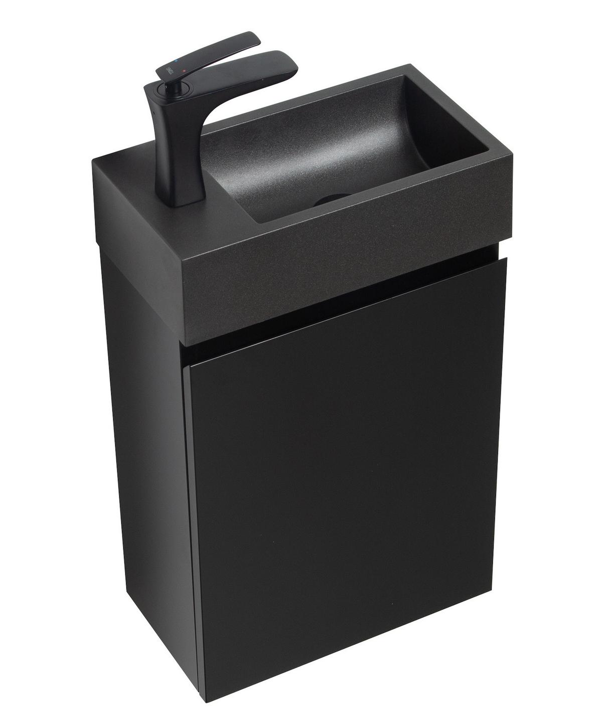 GÄSTE-WC-MÖBELSET Angela 2 Teile Schwarz Matt - Schwarze Waschbecken - 40 x 22 x 64 cm - Schwarz, Holz (40/52/22cm) - Badplaats