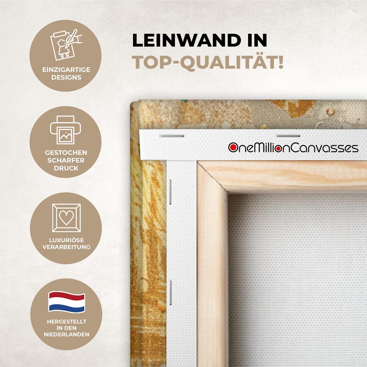 LEINWANDBILD Abstrakt - Kunst - Gold - Modern Deko Groß 90x90 cm - Multicolor, Textil (90/90cm) - MuchoWow