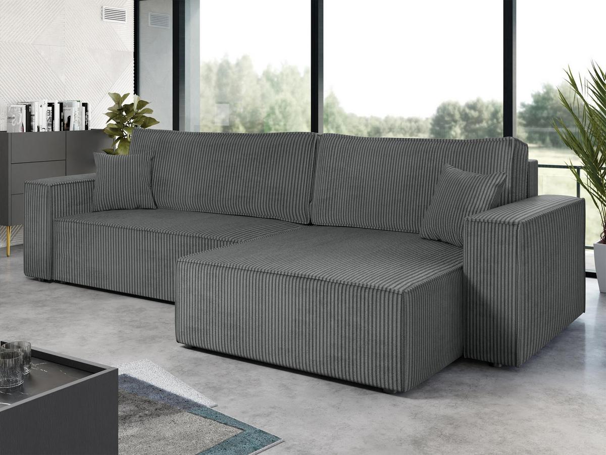ECKSOFA Karl Cord Maxi - Dunkelgrau/Schwarz, Holz/Kunststoff (272/145cm) - MIRJAN24
