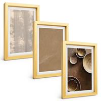 BILDER SET 3er Set - 20x30 cm Goldrahmen - Minimalistische Texturstrukturen - Goldfarben, Kunststoff (20/30cm) - TULUP