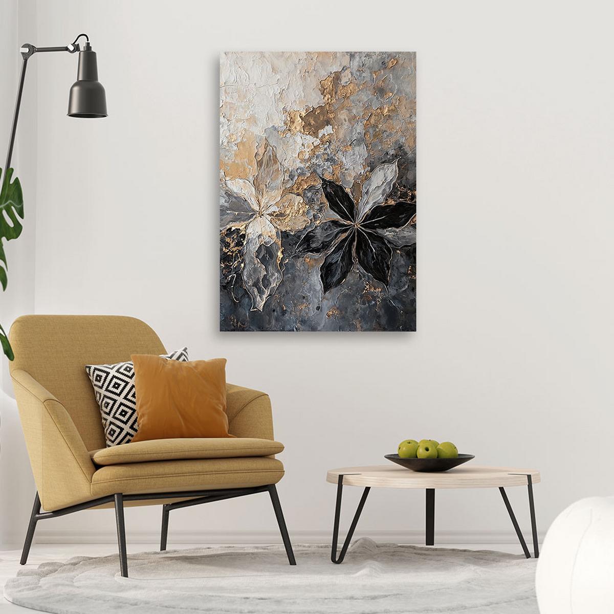 WANDBILD blätter abstrakte textur golden - Silberfarben, Textil (40/60cm) - Feeby