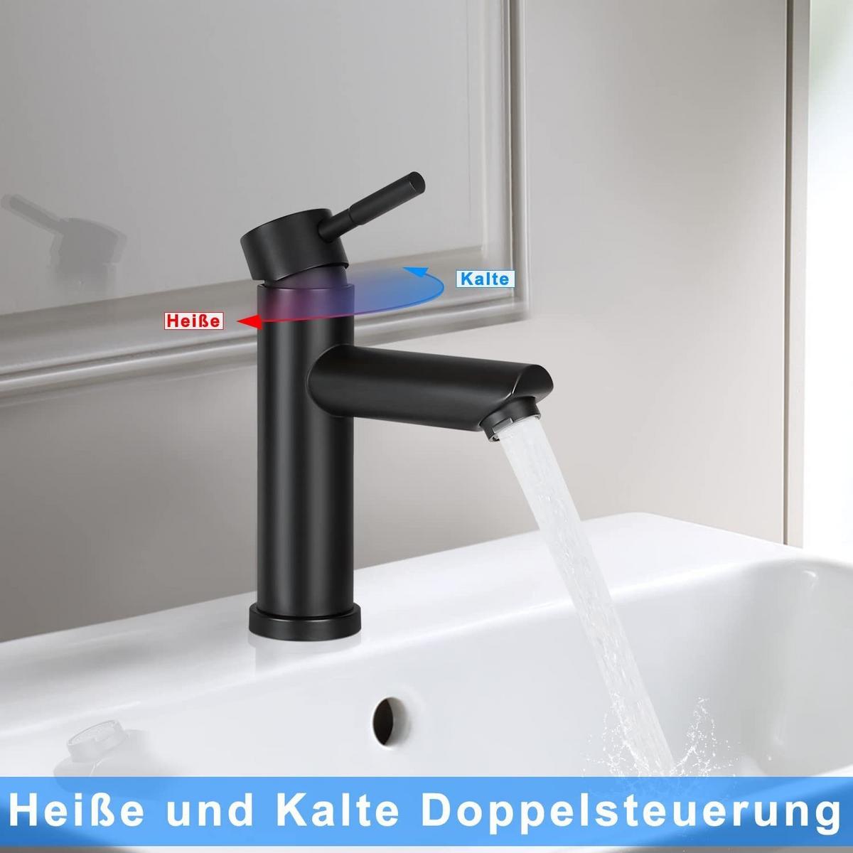 WASCHTISCHARMATUR KARYL 10/5/18 cm - Schwarz, Metall (5/18/10cm) - Nettlife