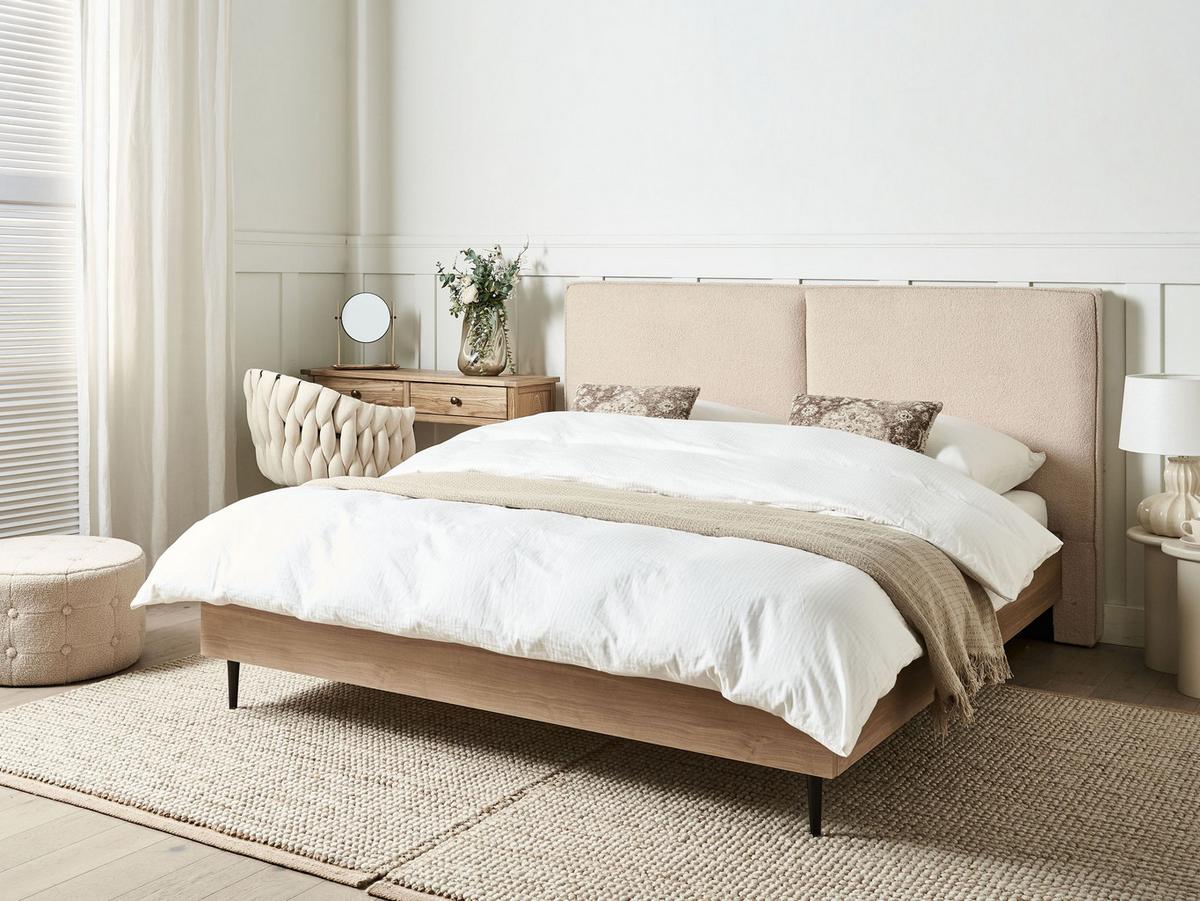 BETT mit Lattenrost 160x200 cm Beige Izernore - Beige, Textil (160/200cm) - Beliani