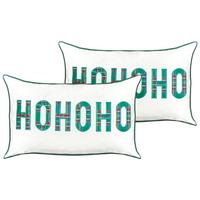 DEKOKISSEN 2er-Set Weiß 50/30 cm Joycandy - Rot/Weiß, Naturmaterialien (50/30cm) - Beliani