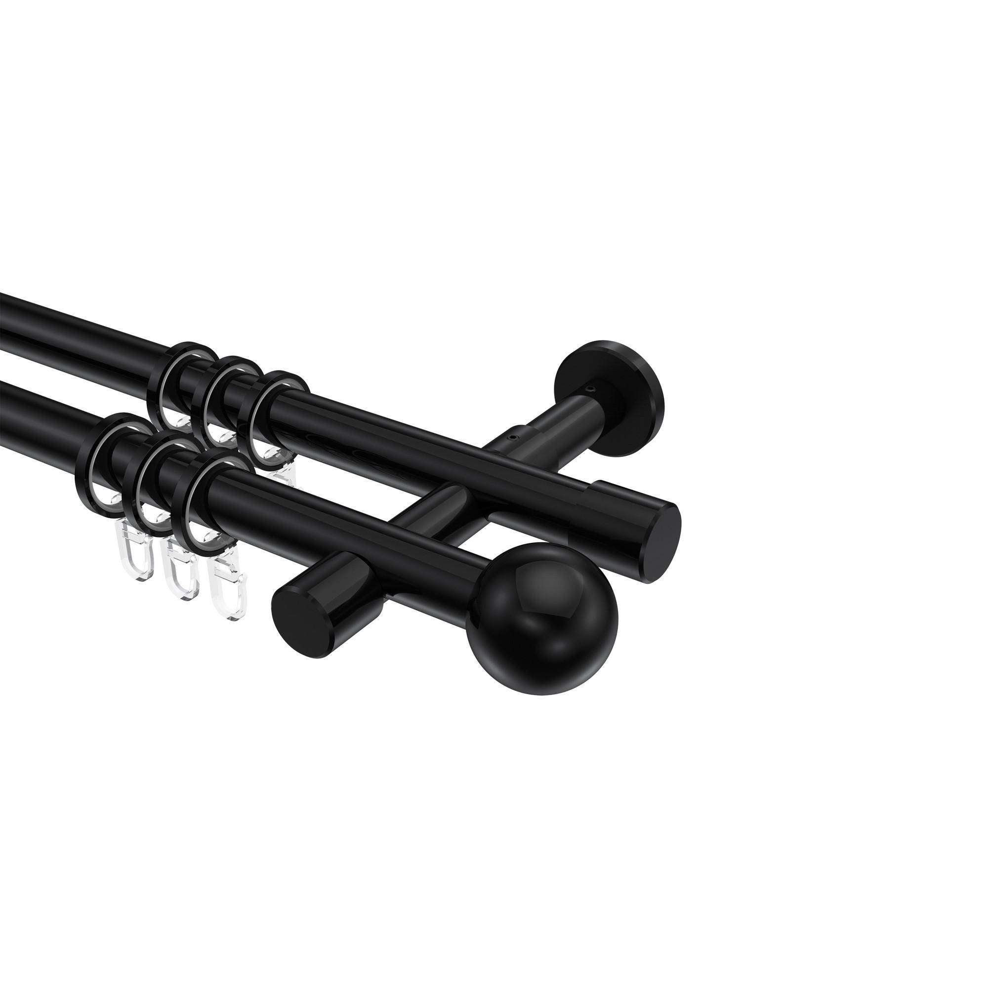 GARDINENSTANGE Prestige Luino 180 cm, 2-läufig, 20 mm Ø Schwarz - Schwarz, Metall (180cm) - INTERDECO