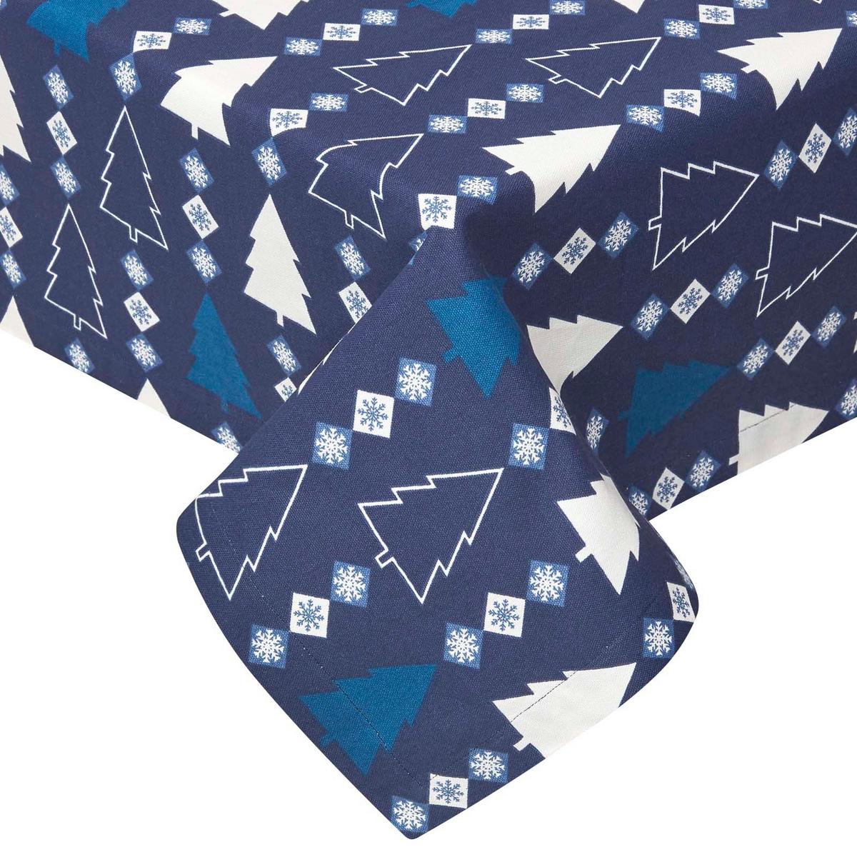 WEIHNACHTSTISCHDECKE Winterland blau 137/229 cm, 100% Baumwolle - Blau, Textil (137/228cm) - Homescapes
