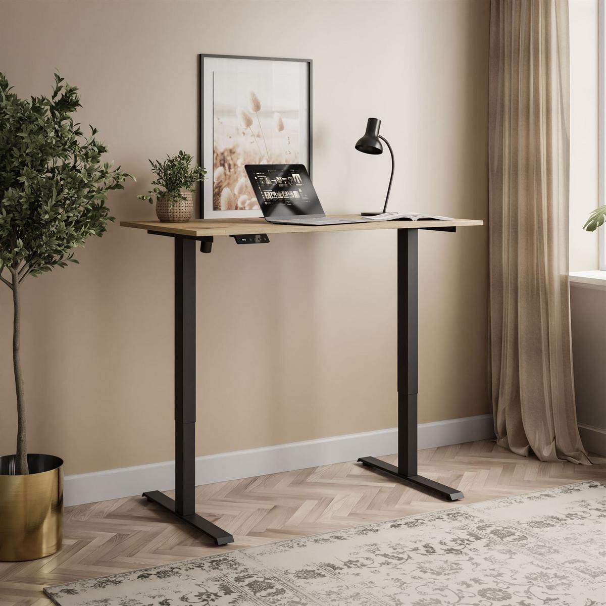 SCHREIBTISCH SPACE höhenverstellbar mit Metallbeinen schwarz/Eiche Artisan - Eiche Artisan, Holzwerkstoff (60/110/69.5cm) - Lookway