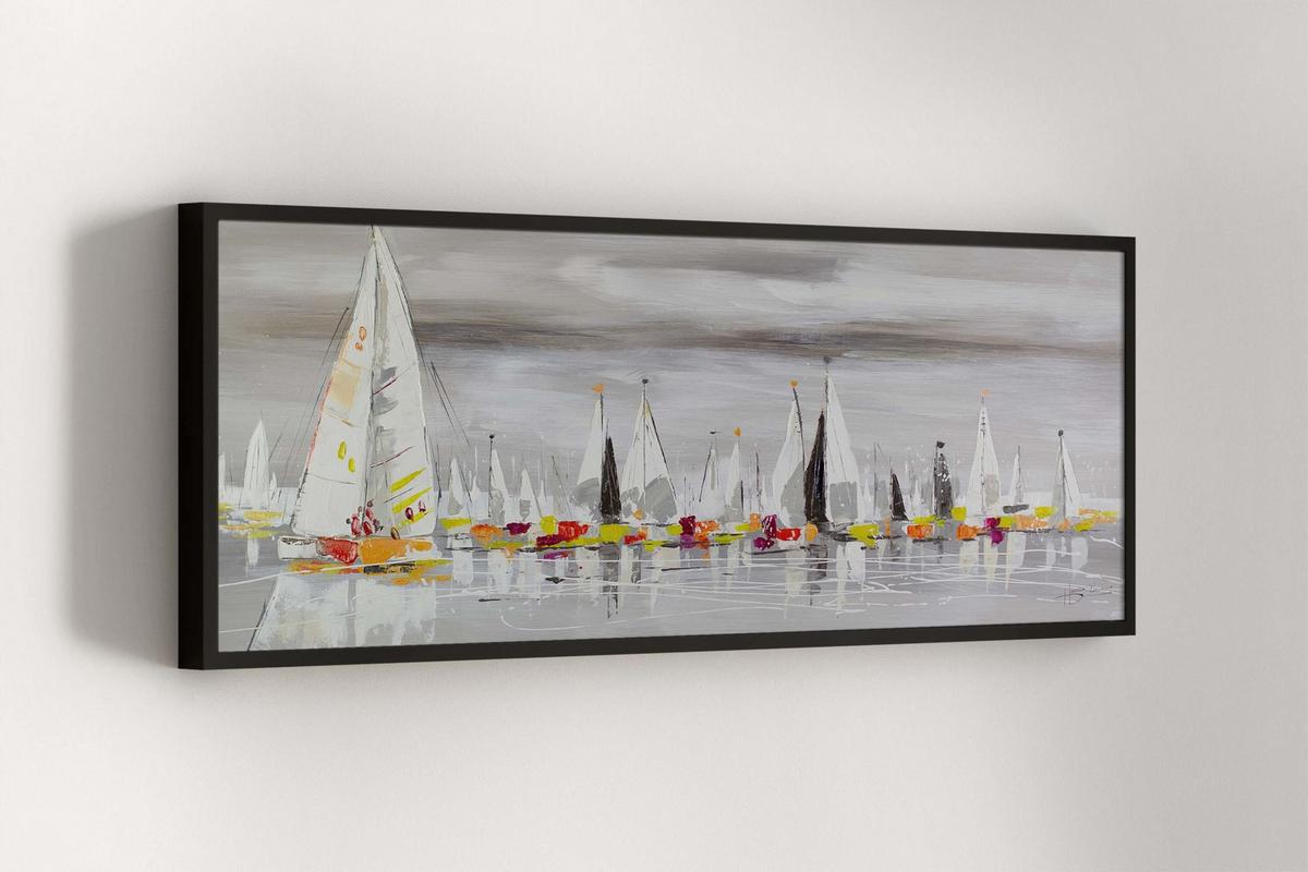 ÖLGEMÄLDE 150/50 cm - Grau, Holz/Textil (150/50cm) - KUNSTLOFT