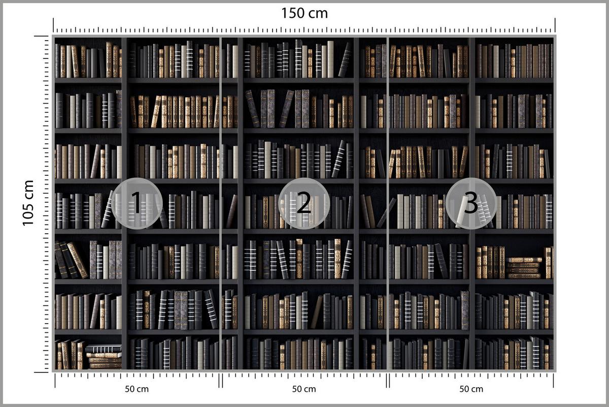 FOTOTAPETE für Büro Bücherregale Bibliothek Literatur 150x105 - Beige/Creme, Papier (150/105cm) - Muralo