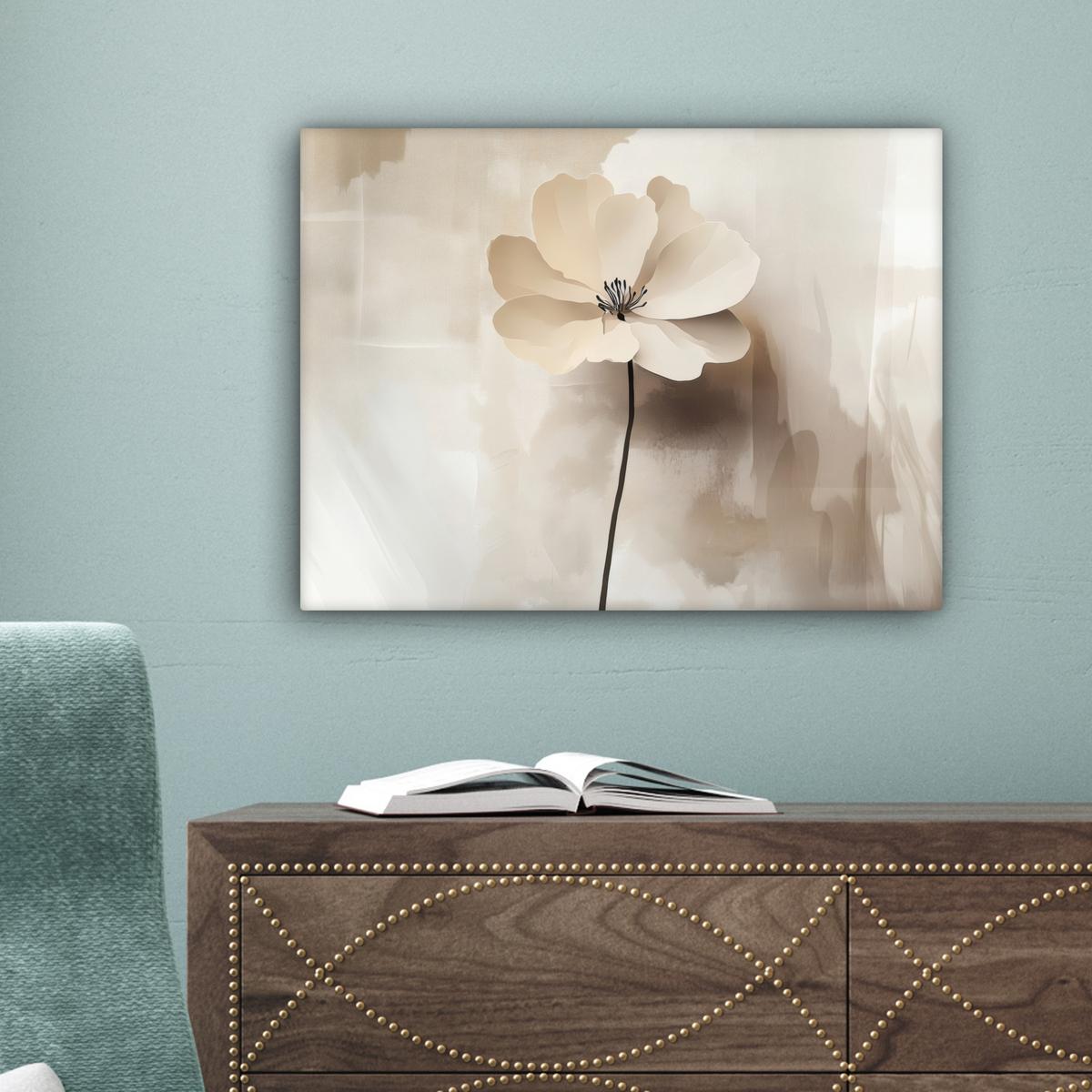 LEINWANDBILD Blume - Beige - Farbe - Schatten Wandbild 40x30 cm - Creme, Textil (40/30cm) - MuchoWow