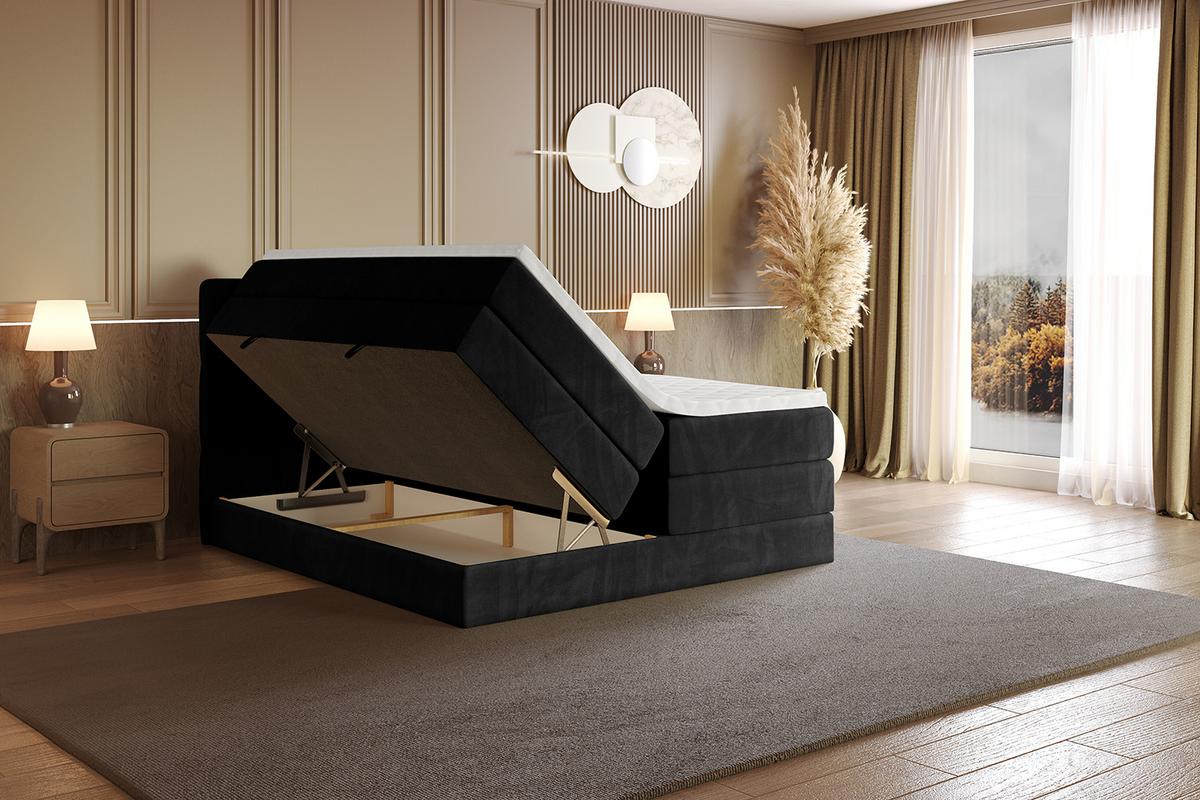 BOXSPRINGBETT mit Matratze H3|H4 und Lattenrost - LIRO KING-140x200 - Schwarz Casablanca - Schwarz, Holzwerkstoff (140/200cm) - ALTDECOR