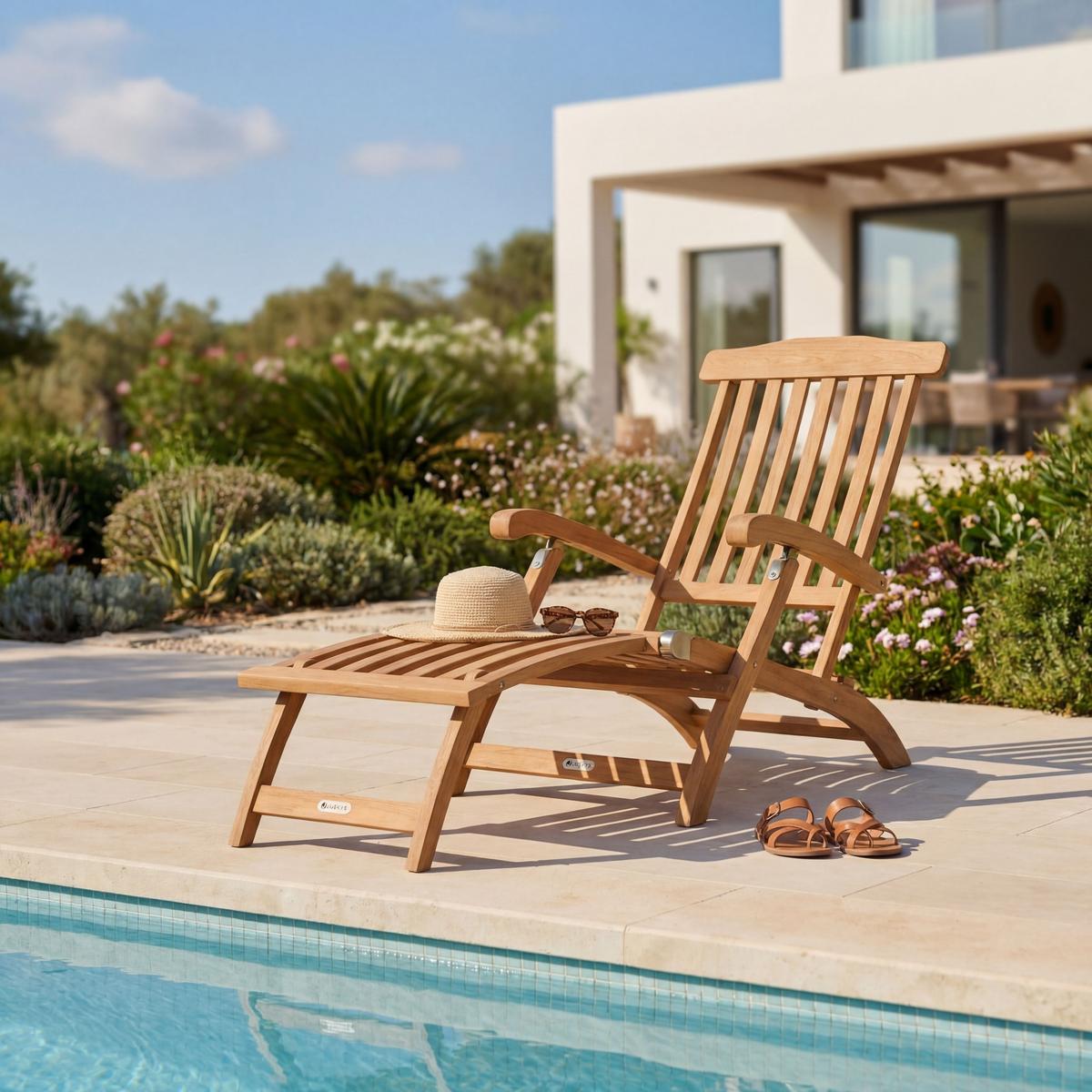 SONNENLIEGE Evia natur 196x54x95cm - Naturfarben, Holz (54/95/196cm) - Juskys