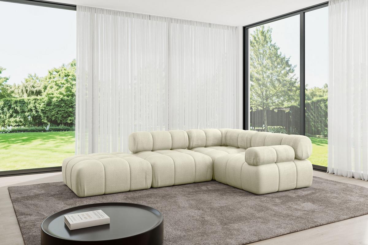 ECKSOFA modulares Sofa Felto-L1 - 285x190x70 cm Beige Velours - Beige, Holzwerkstoff/Textil (285/190cm) - ALTDECOR
