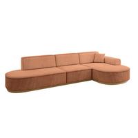 ECKSOFA Ottomane Rechts MARI-L2-v2 - 328x171x83 cm Orange Velours - Orange, Holzwerkstoff/Textil (171/328cm) - ALTDECOR