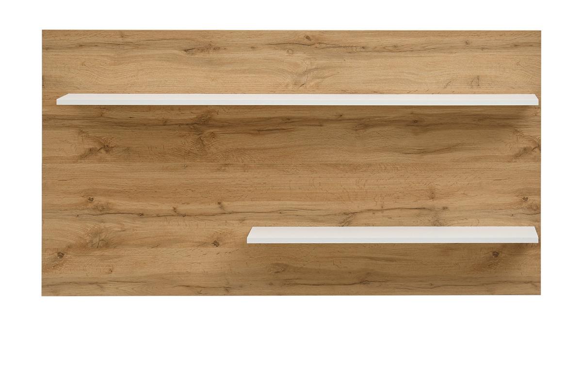 WANDREGAL Eiche Wotan, weiß 155 cm, Wandpaneel mit 2 variablen Regalböden - Weiß, Holzwerkstoff/Metall (155/80/20cm) - Furn.Design