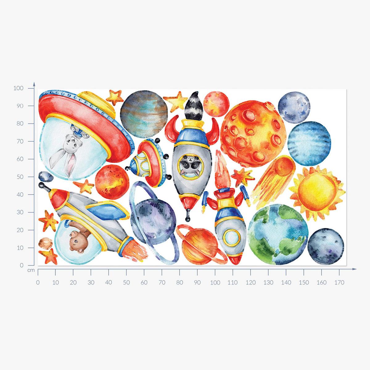 WANDAUFKLEBER 100x175cm - Farbenfroher Raum - Multicolor, Kunststoff (100/175/0.1cm) - Wallfluent