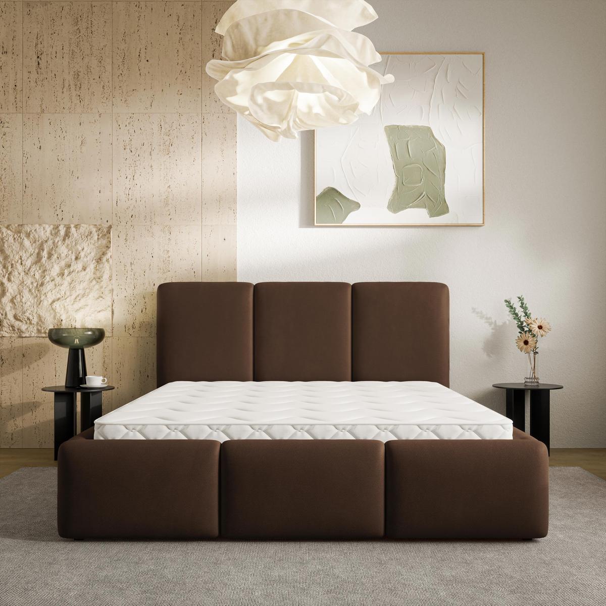 POLSTERBETT ARSIL 180x200 cm mit Bettkästen - Braun - Braun, Holz/Textil (180/200cm) - MASSENO