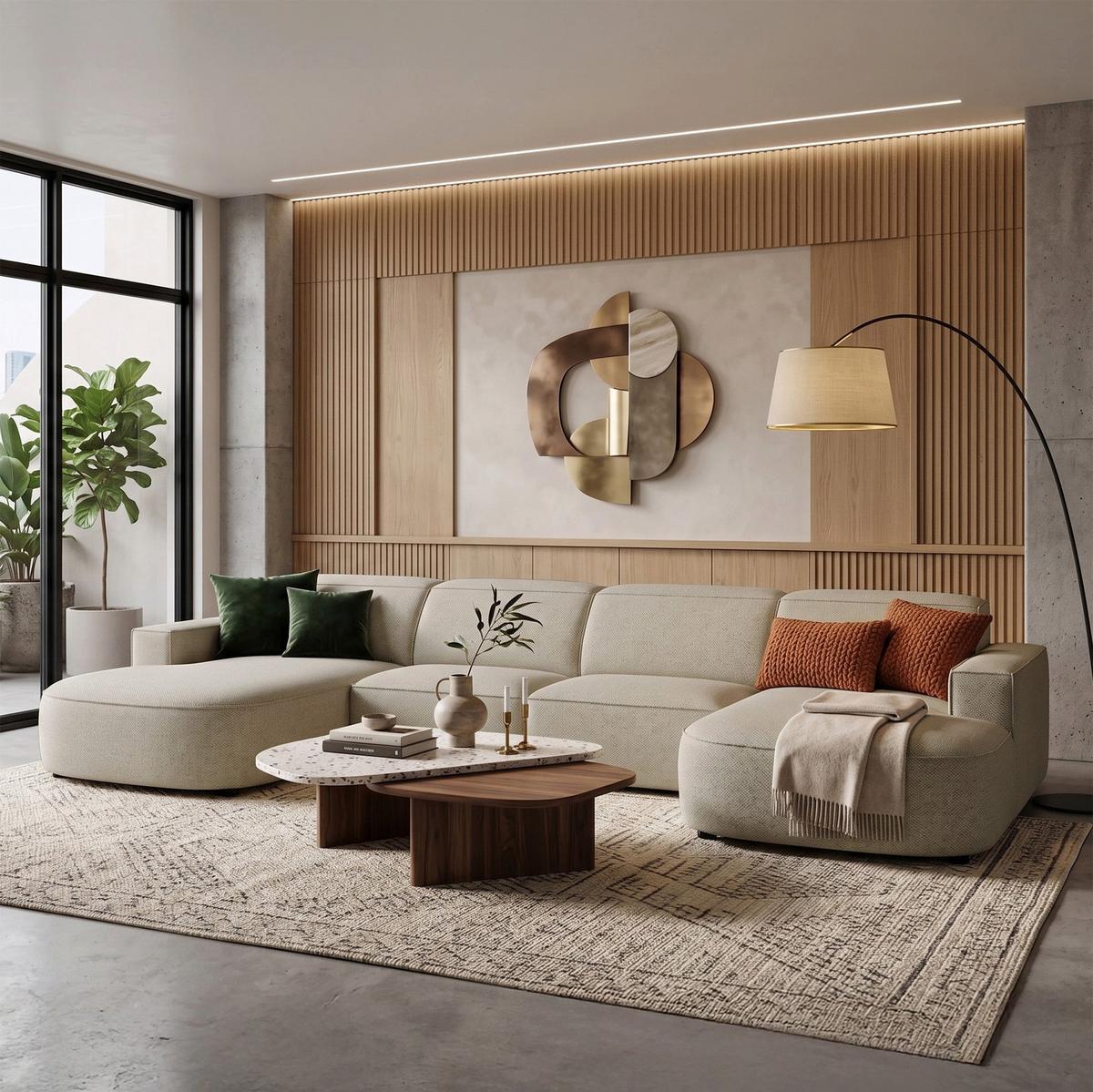 WOHNLANDSCHAFT Sallmo U-Form, universell, 3-Sitzer 374 cm - Taupe/Schwarz, Kunststoff/Textil (374/70/166cm) - Selsey