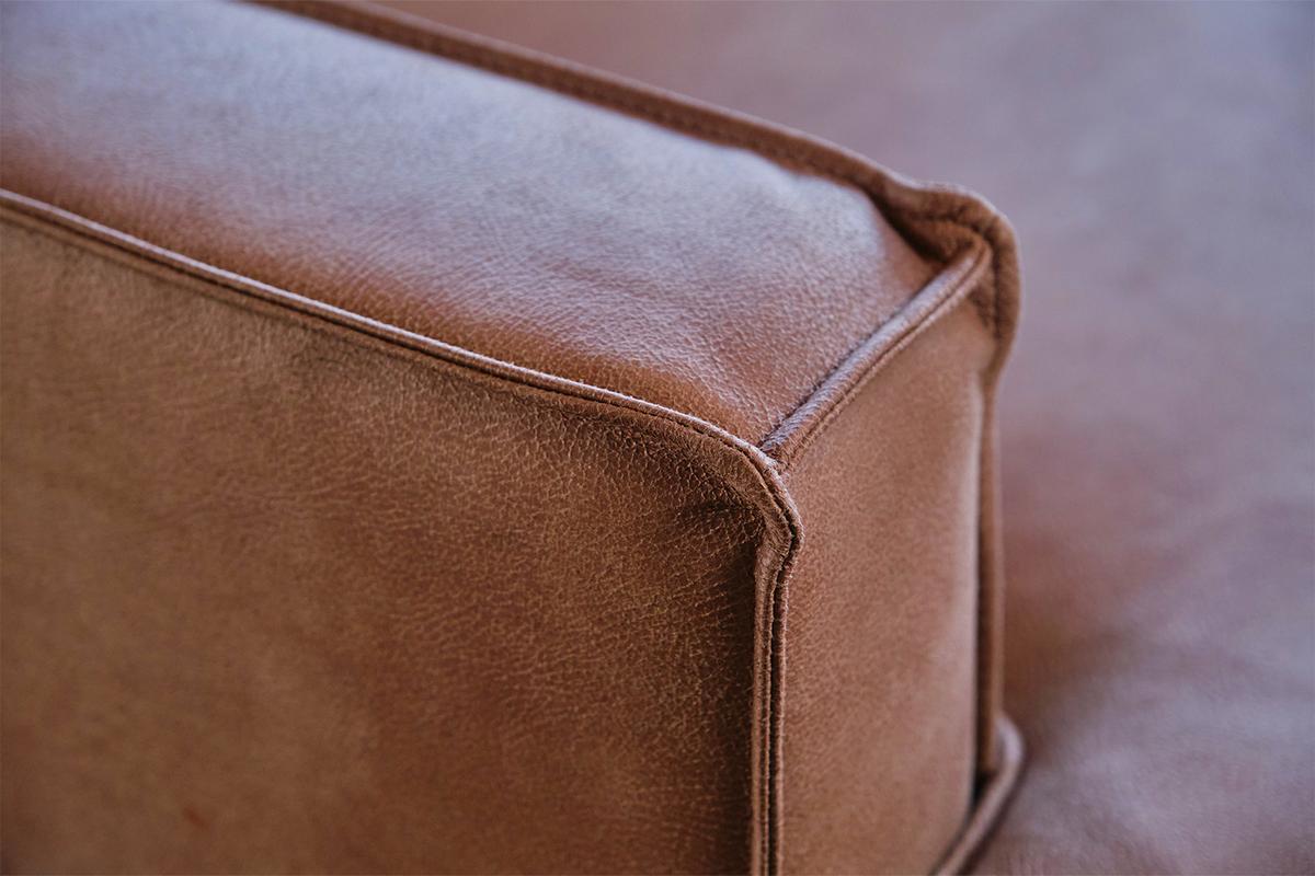 ECKSOFA VILNIUS Braun Lederfaserstoff - Schwarz/Braun, Leder/Metall (286/170cm) - KAWOLA