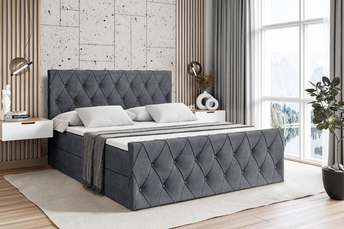BOXBETT AMAY-Z - 140x200 cm - H4 - Dunkelgrau - Graphitfarben, Holzwerkstoff (140/200cm) - ALTDECOR