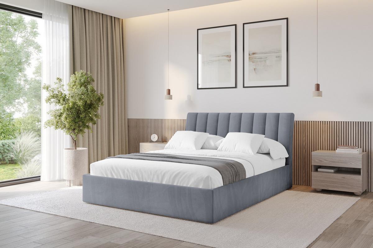 POLSTERBETT mit Bettkasten und Lattenrost, Bett mit Matratze H3/H4 - ILAN 160x200 Grau - Grau, Holzwerkstoff/Textil (160/200cm) - ALTDECOR