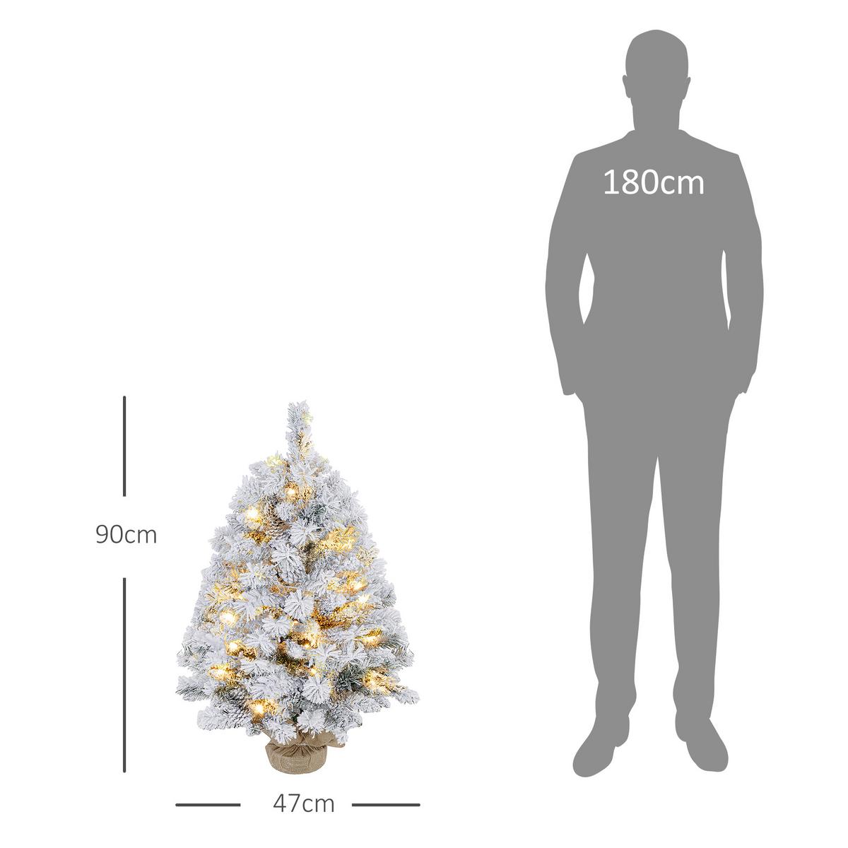 KÜNSTLICHER Weihnachtsbaum, 92 cm Christbaum mit 133 Spitzen LED-Lichterketten - Grün, Kunststoff/Metall (92cm) - HOMCOM
