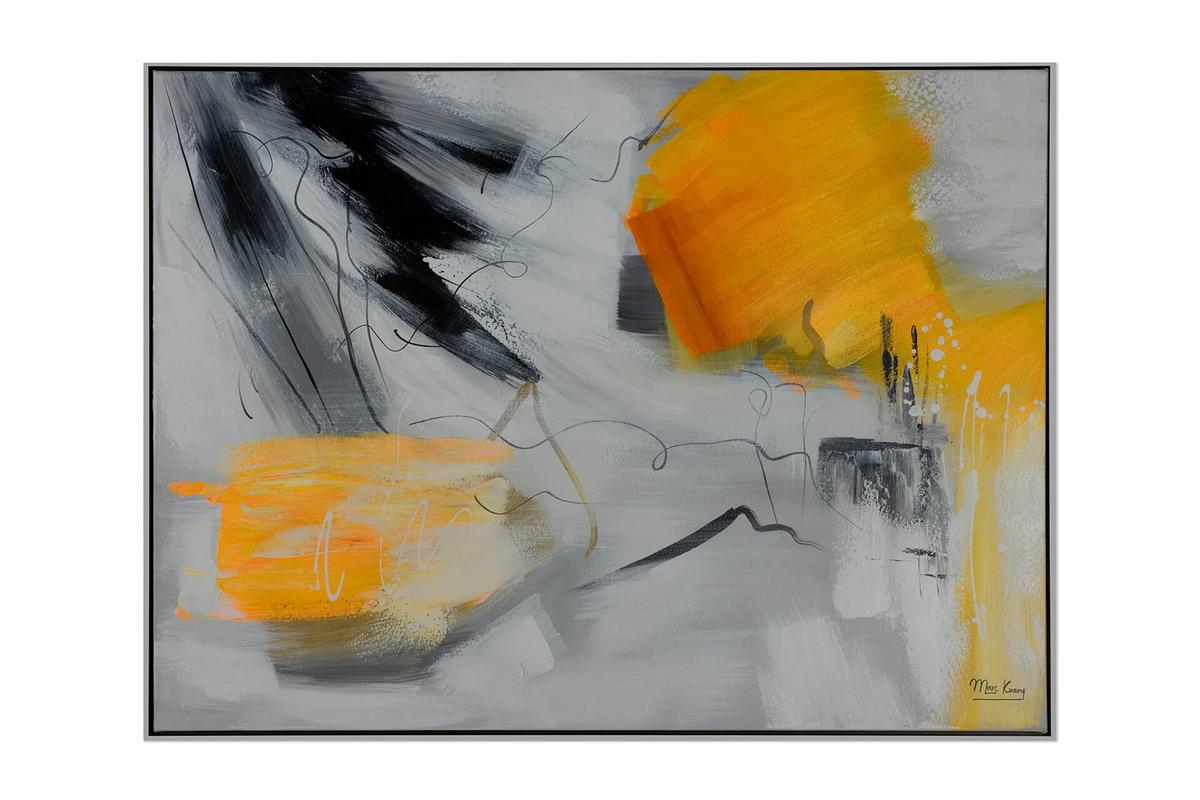 ACRYLBILD HANDGEMALT 102,5/77,5 cm - Orange/Grau, Textil (102.5/77.5cm) - KUNSTLOFT